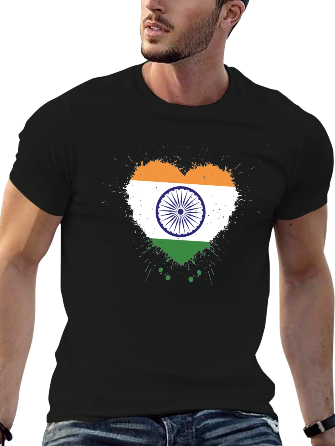 India Flag Heart T-Shirt - Patriotic Graphic Tee