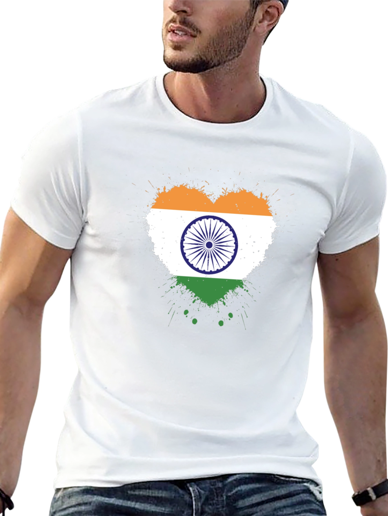 India Flag Heart T-Shirt - Patriotic Graphic Tee