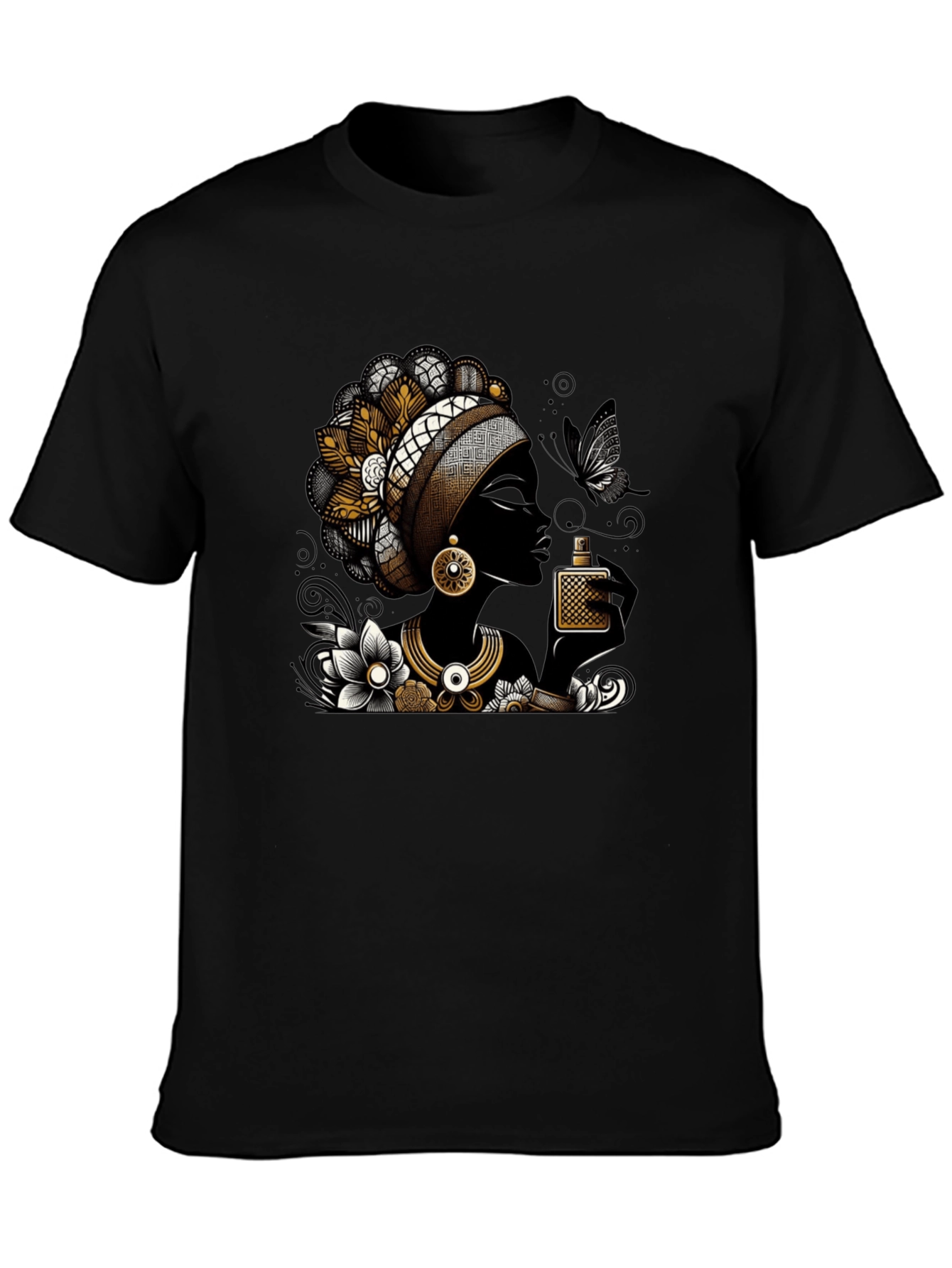 Elegant Woman Graphic T-Shirt - Stylish Black Tee