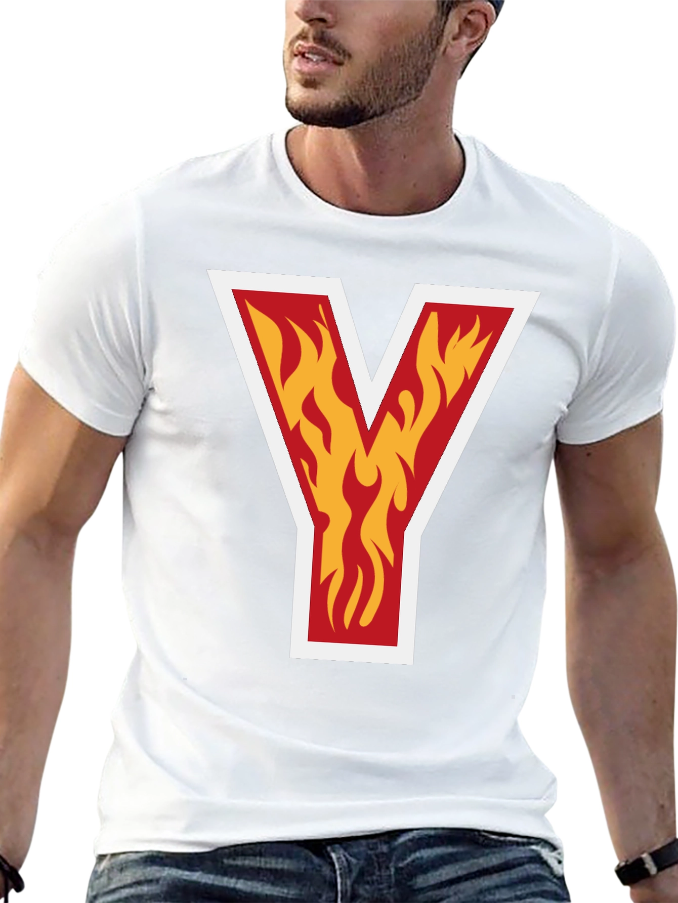 Fiery Initial Y T-Shirt - Bold Graphic Tee