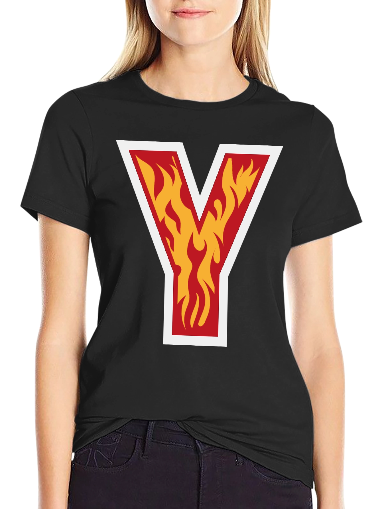 Fiery Initial Y T-Shirt - Bold Graphic Tee