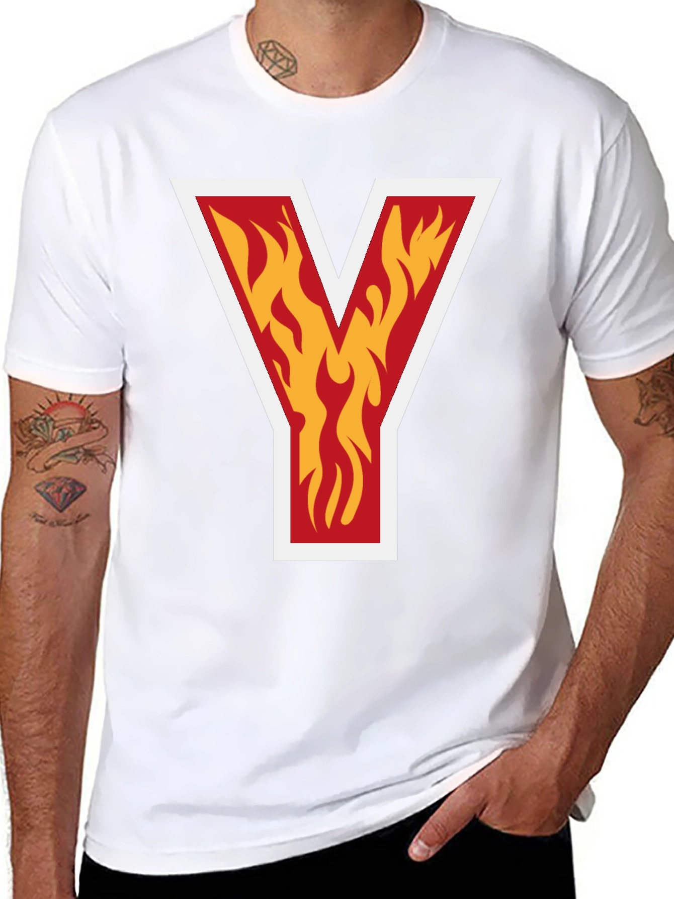 Fiery Initial Y T-Shirt - Bold Graphic Tee