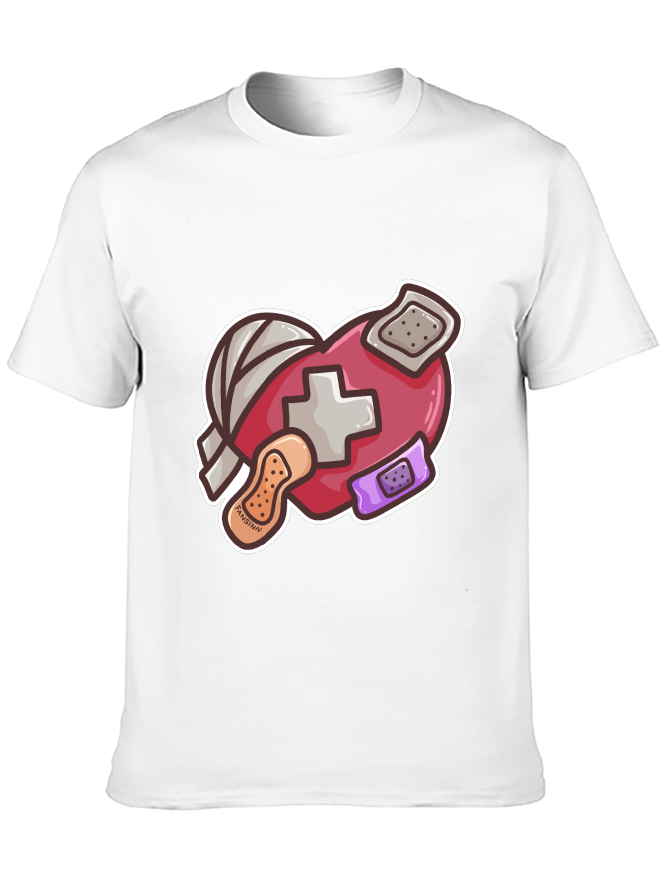 Heart with Bandages Graphic Tee - Black