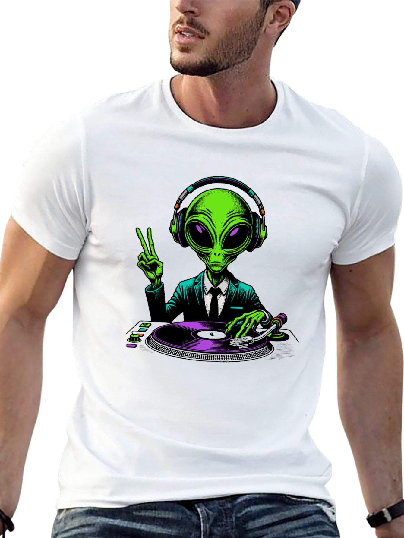 Alien DJ T-Shirt - Extraterrestrial Music Lover Apparel
