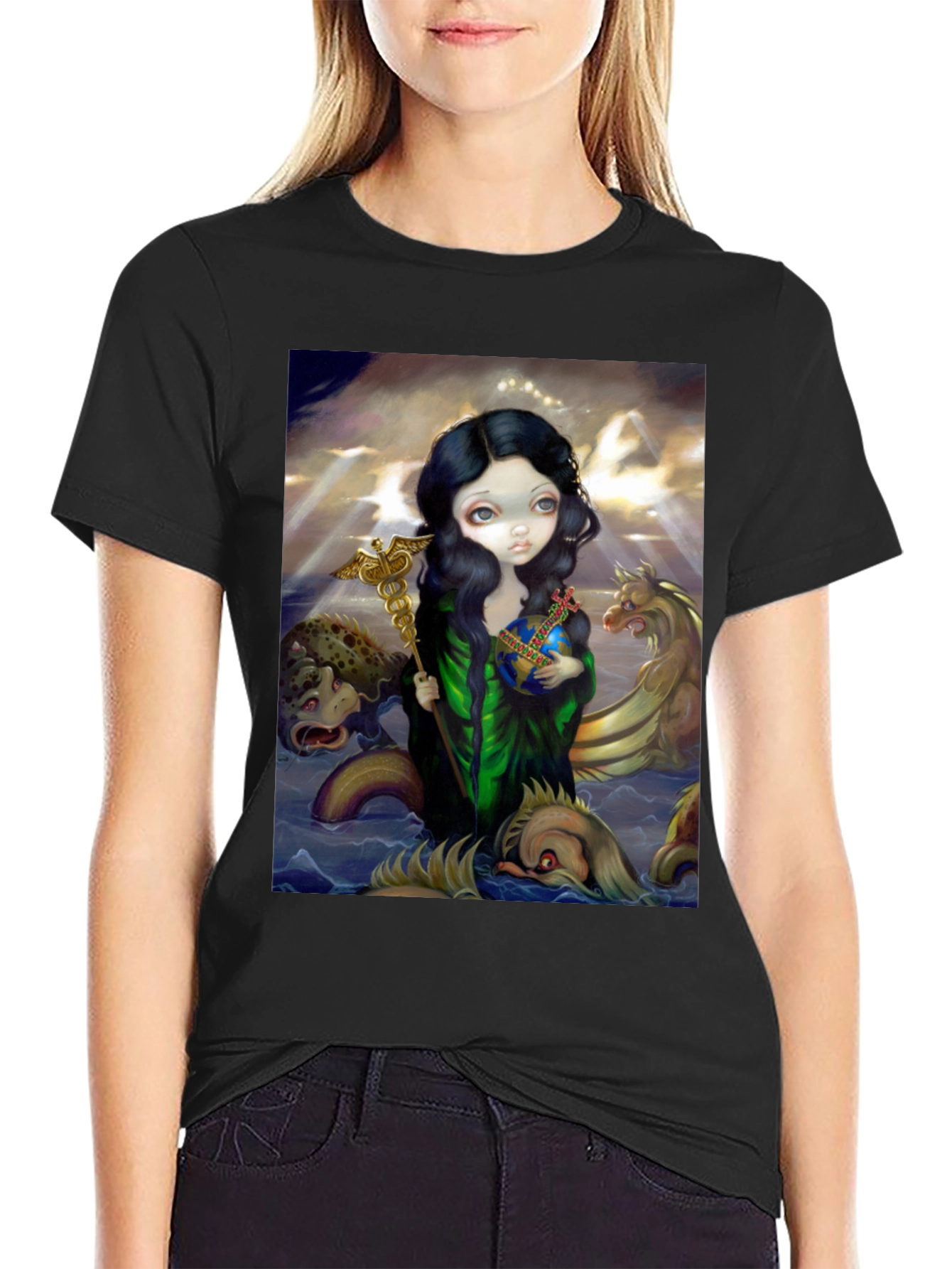 Artistic Graphic Tee - Sea Goddess Design