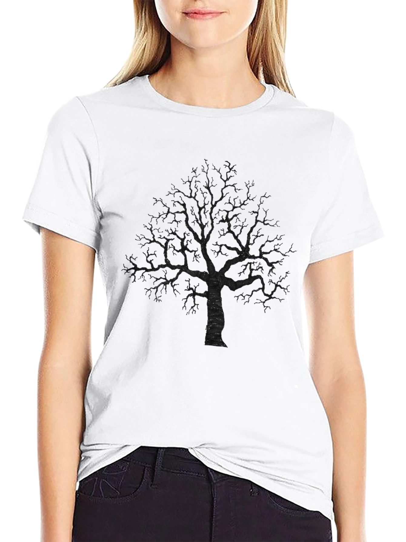 Dark Tree Graphic Tee - Mens Black Cotton Shirt