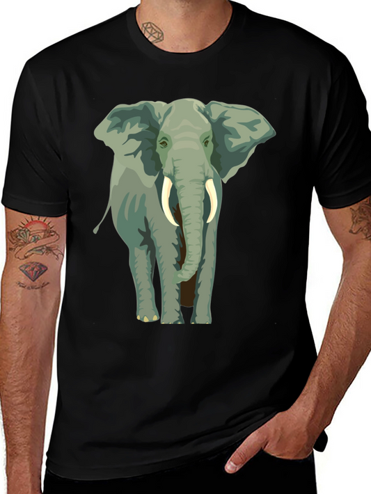 Elephant Graphic Print T-Shirt - Black