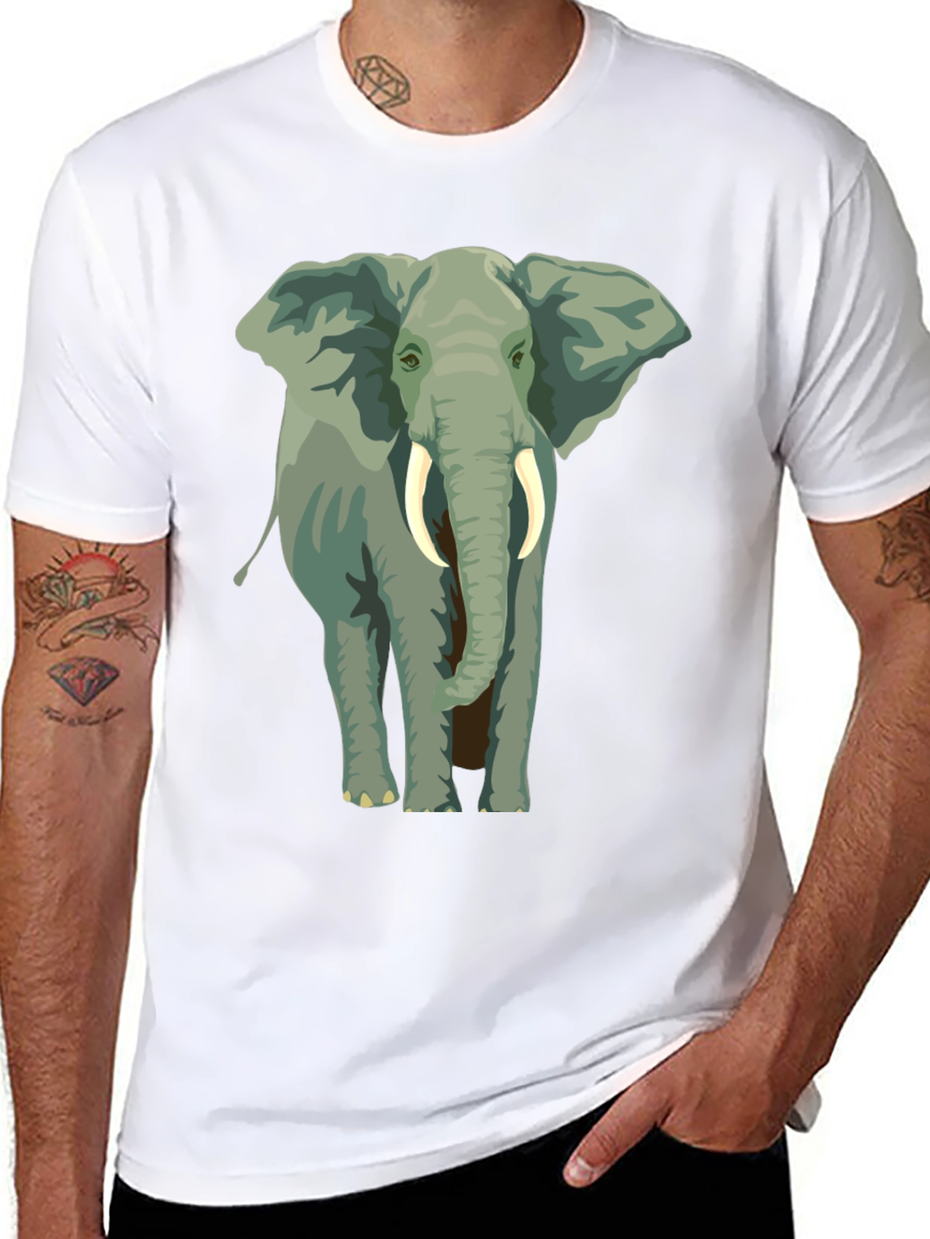 Elephant Graphic Print T-Shirt - Black