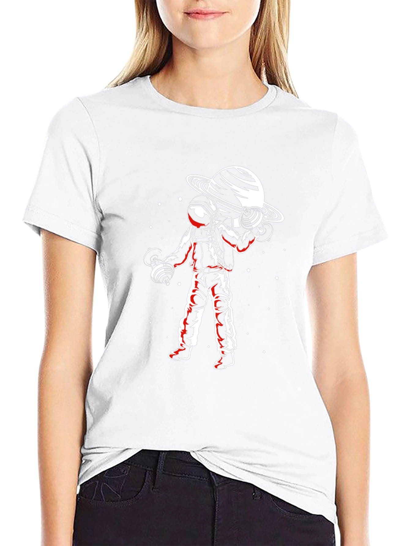 Astronaut Planet Lifting T-Shirt - Space Gym Apparel