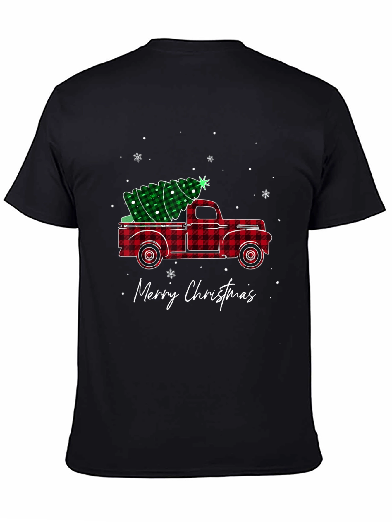 Plaid Truck Merry Christmas T-Shirt