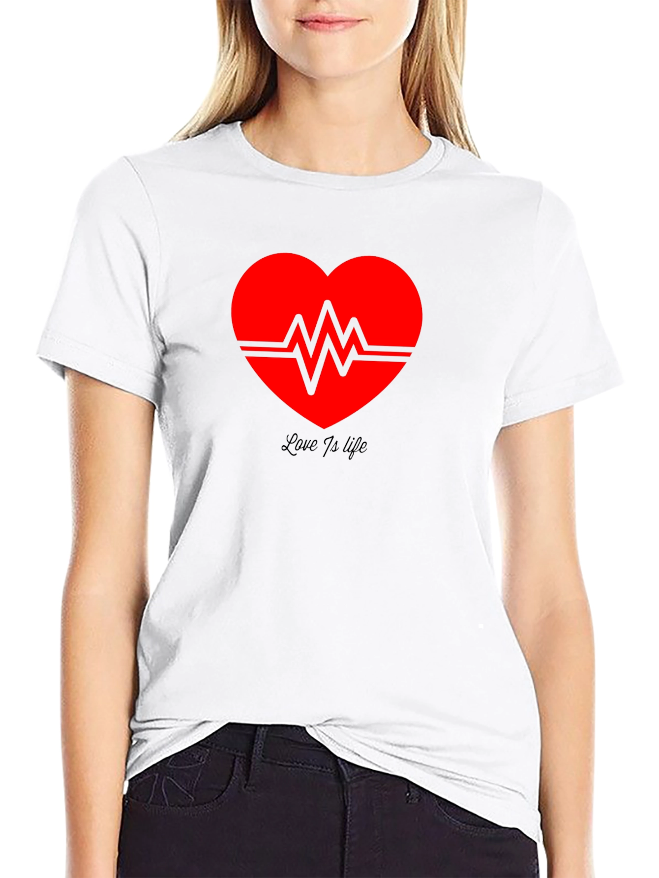 Love is Life Heartbeat Graphic Tee