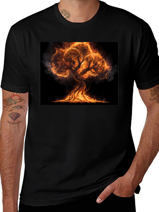 Fiery Tree Graphic Tee - Black