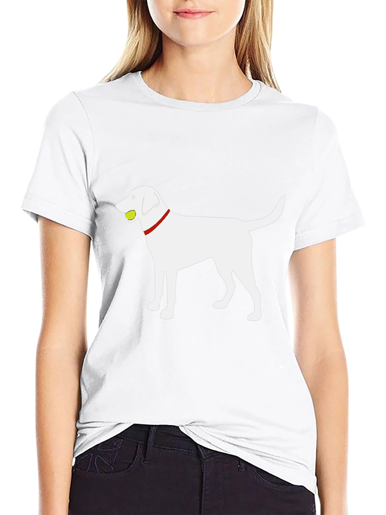 Dog with Ball Graphic Tee - Black Cotton Shirt