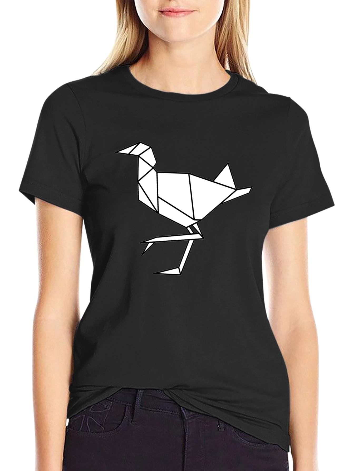 Origami Bird Graphic T-Shirt - Modern Geometric Design