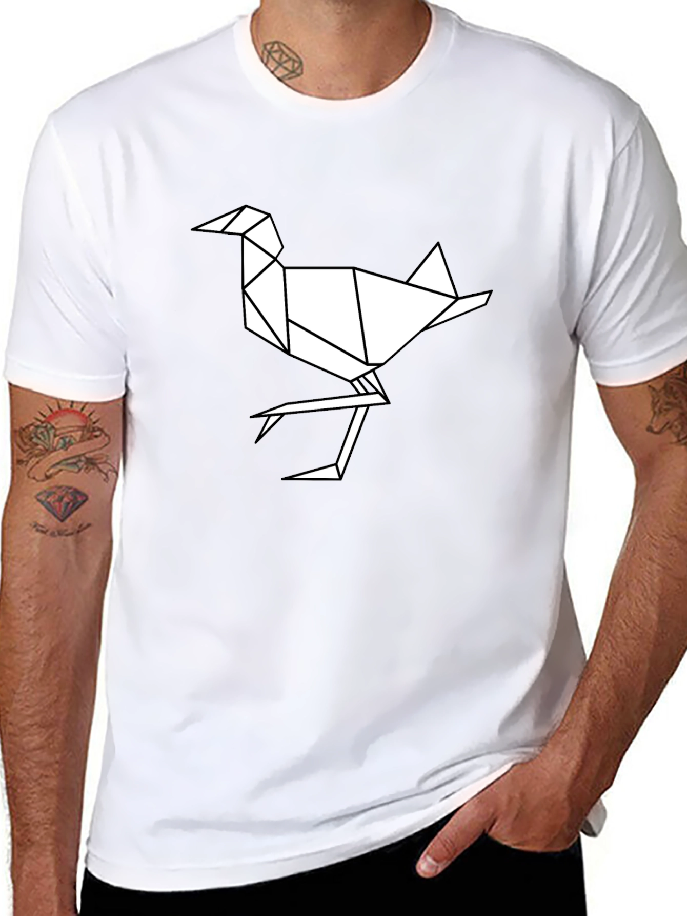Origami Bird Graphic T-Shirt - Modern Geometric Design