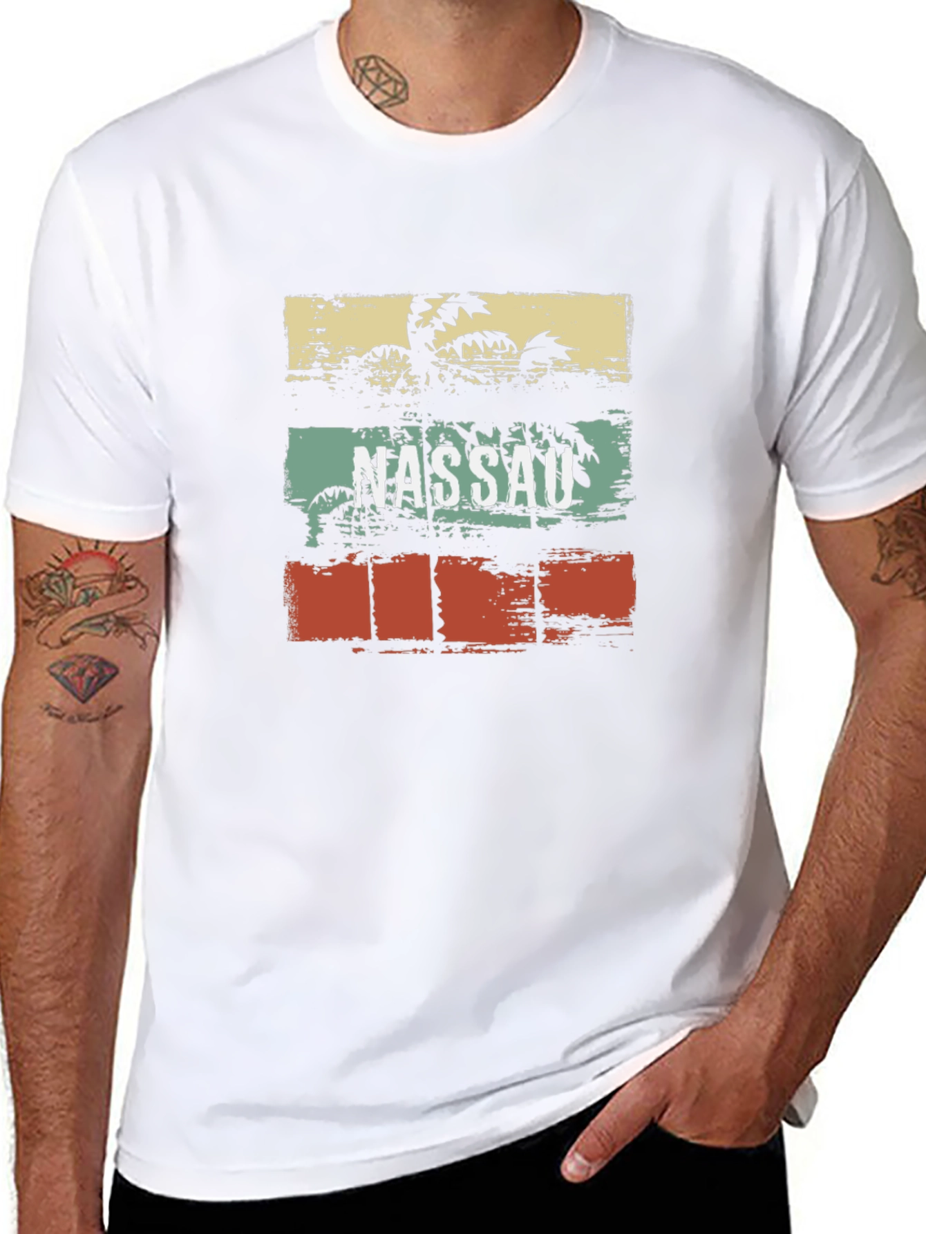 Nassau Palm Tree Retro T-Shirt | Island Vibes