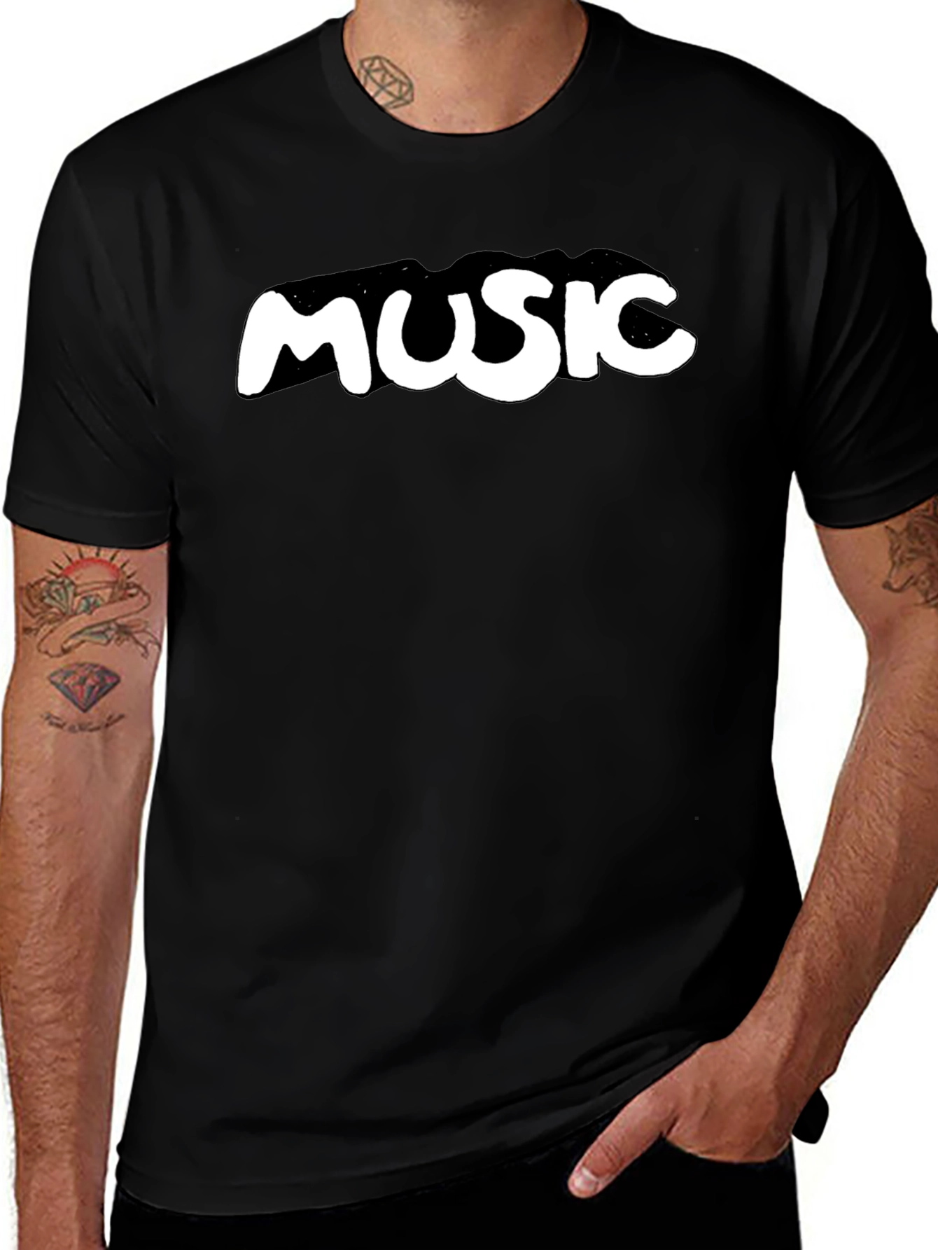 Music Galaxy Mens Black Graphic T-Shirt