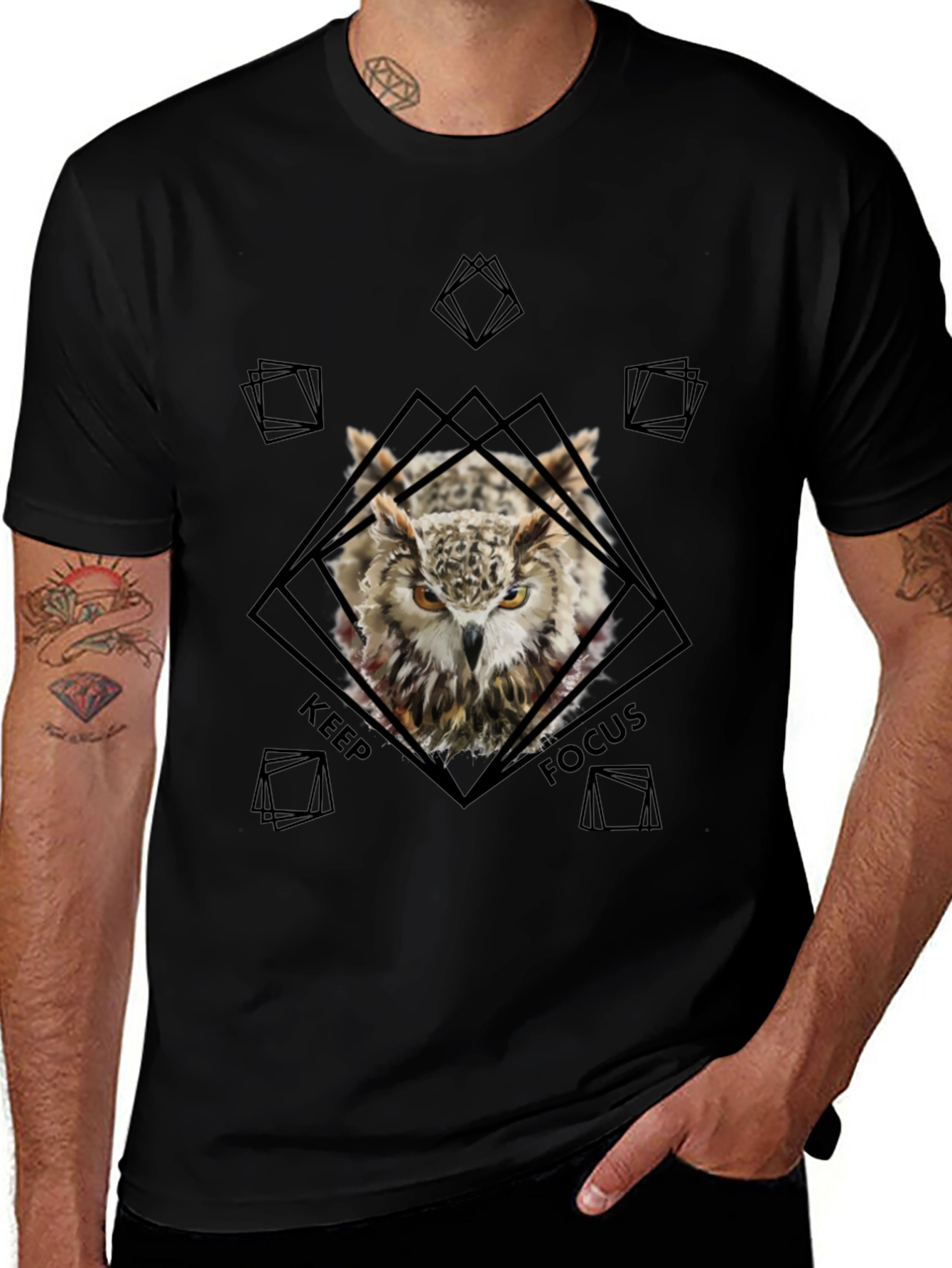 Owl Focus Graphic Tee - Black T-Shirt