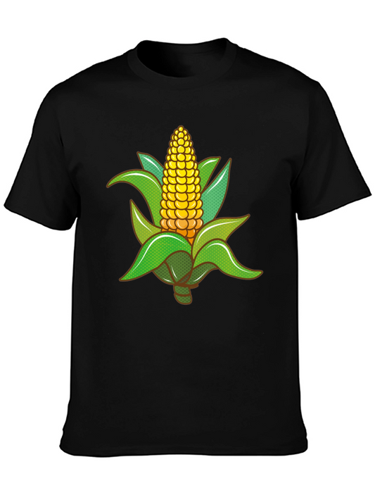 Corn Graphic Tee - Black Cotton T-Shirt