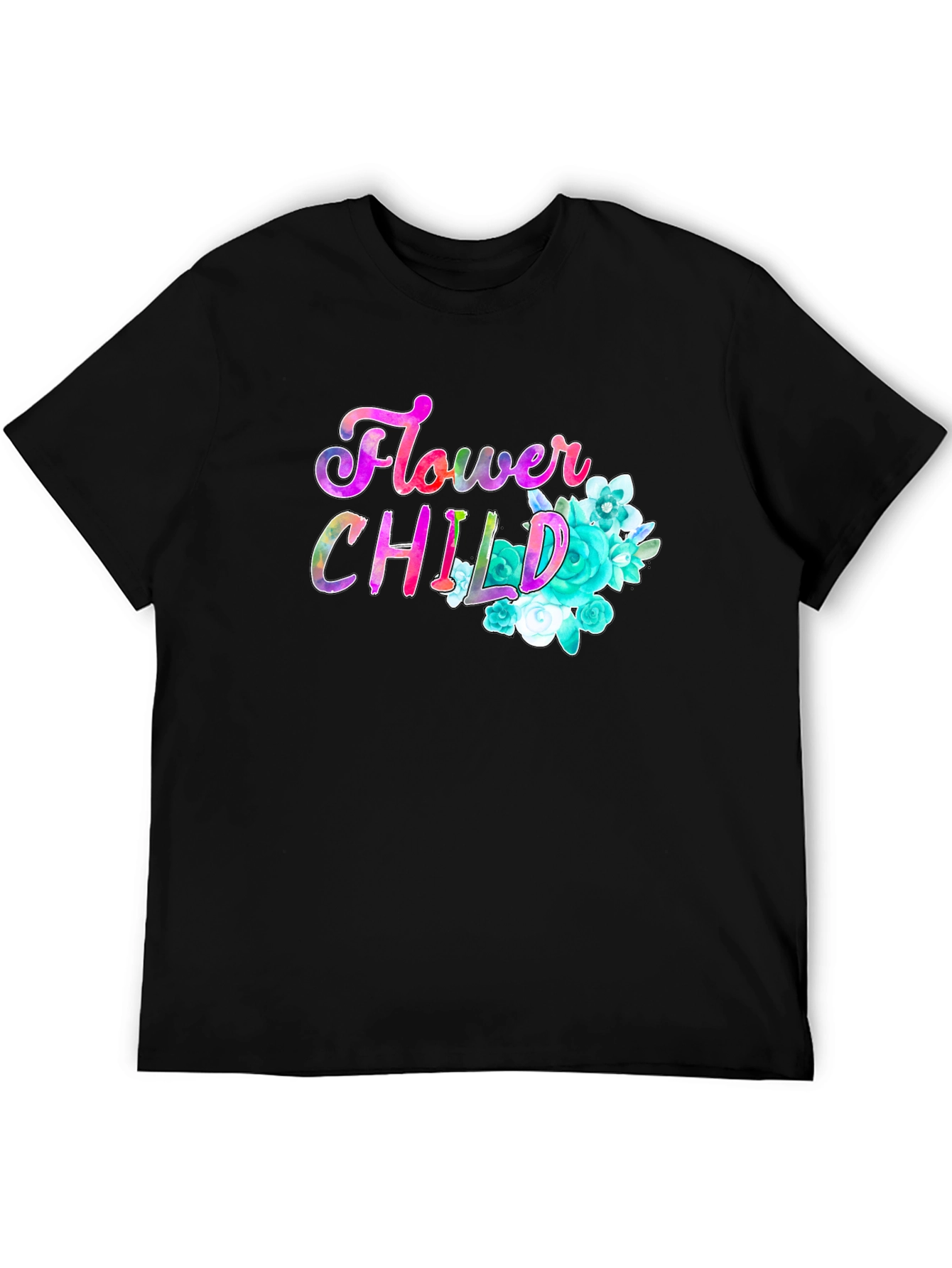 Flower Child Graphic Print Black T-Shirt
