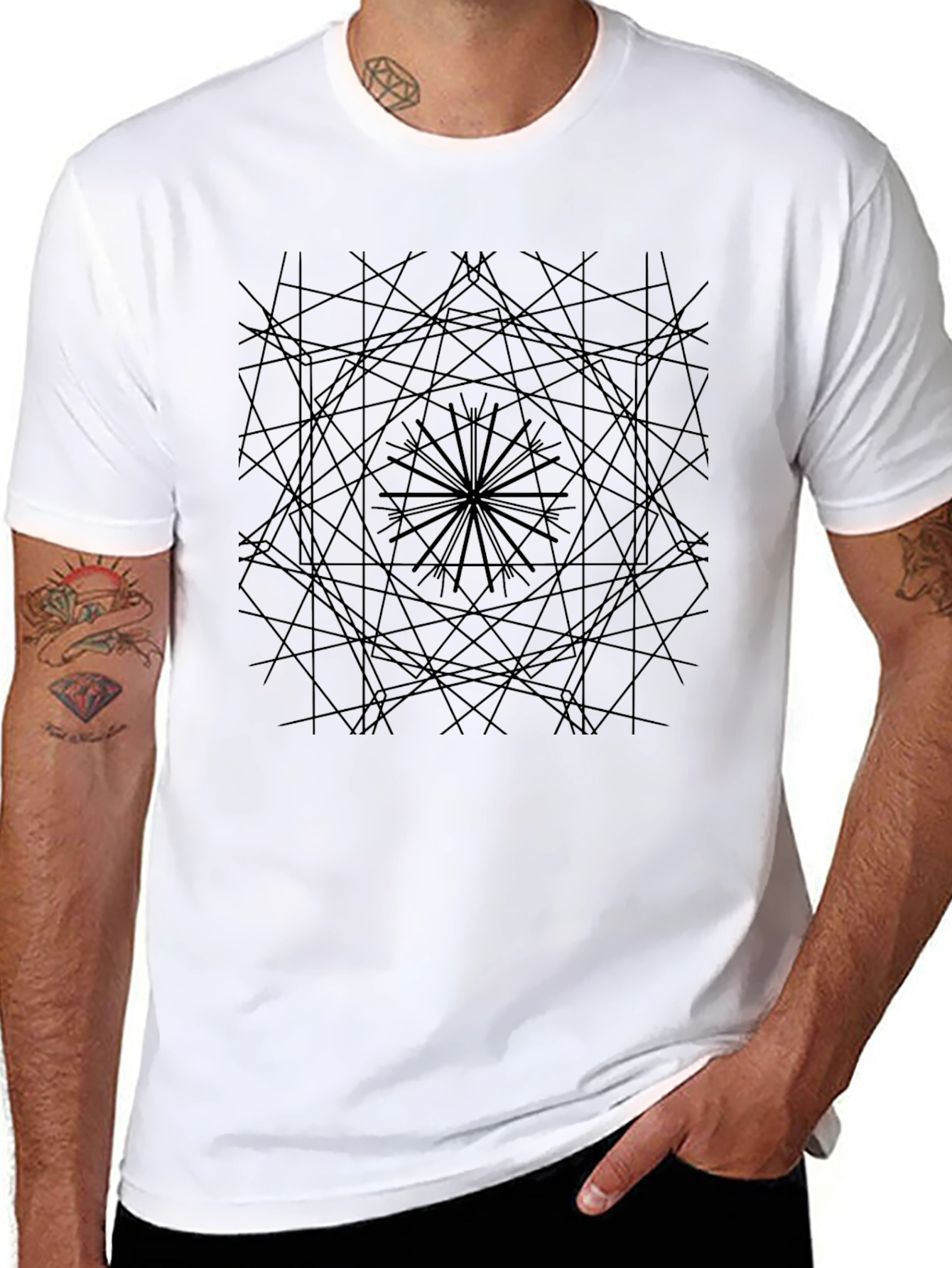 Abstract Geometric Black Graphic Tee
