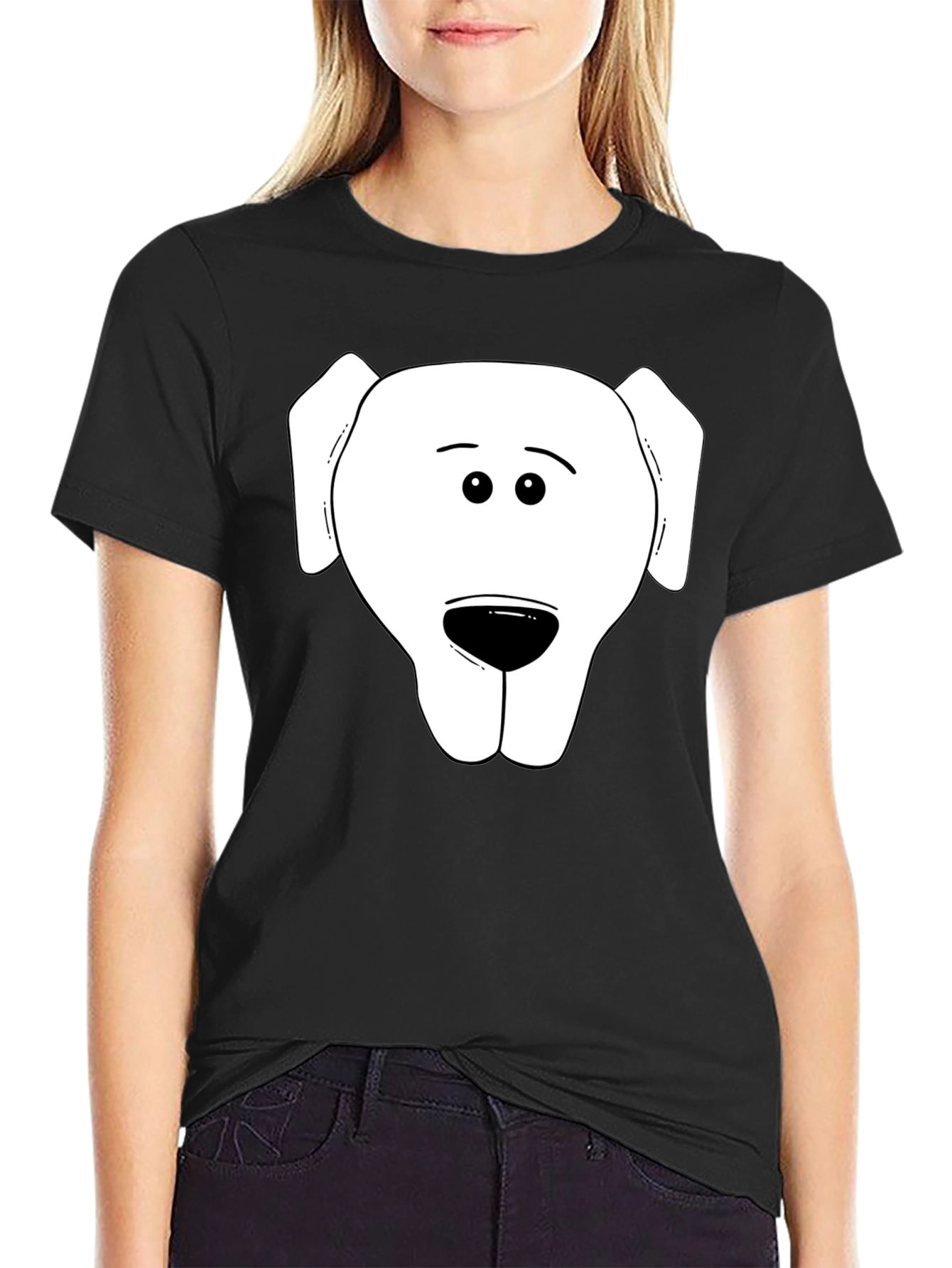Dog Face Graphic Tee - Black Casual T-Shirt