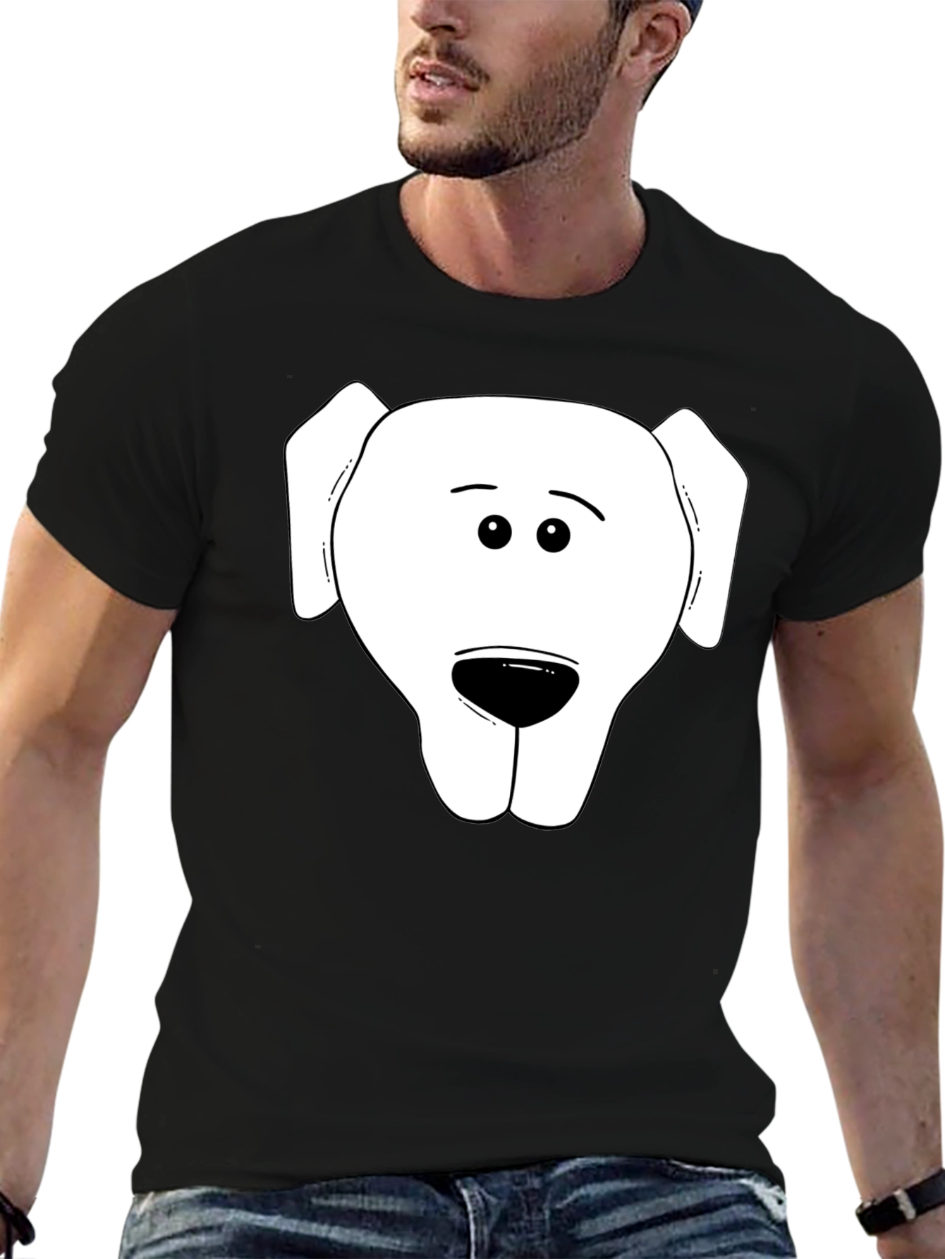 Dog Face Graphic Tee - Black Casual T-Shirt