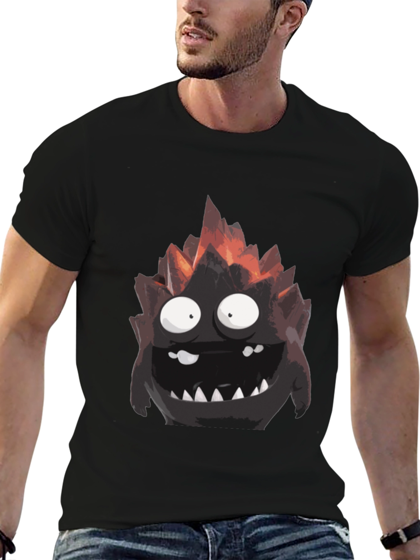 Monster Graphic Tee - Black Cotton T-Shirt