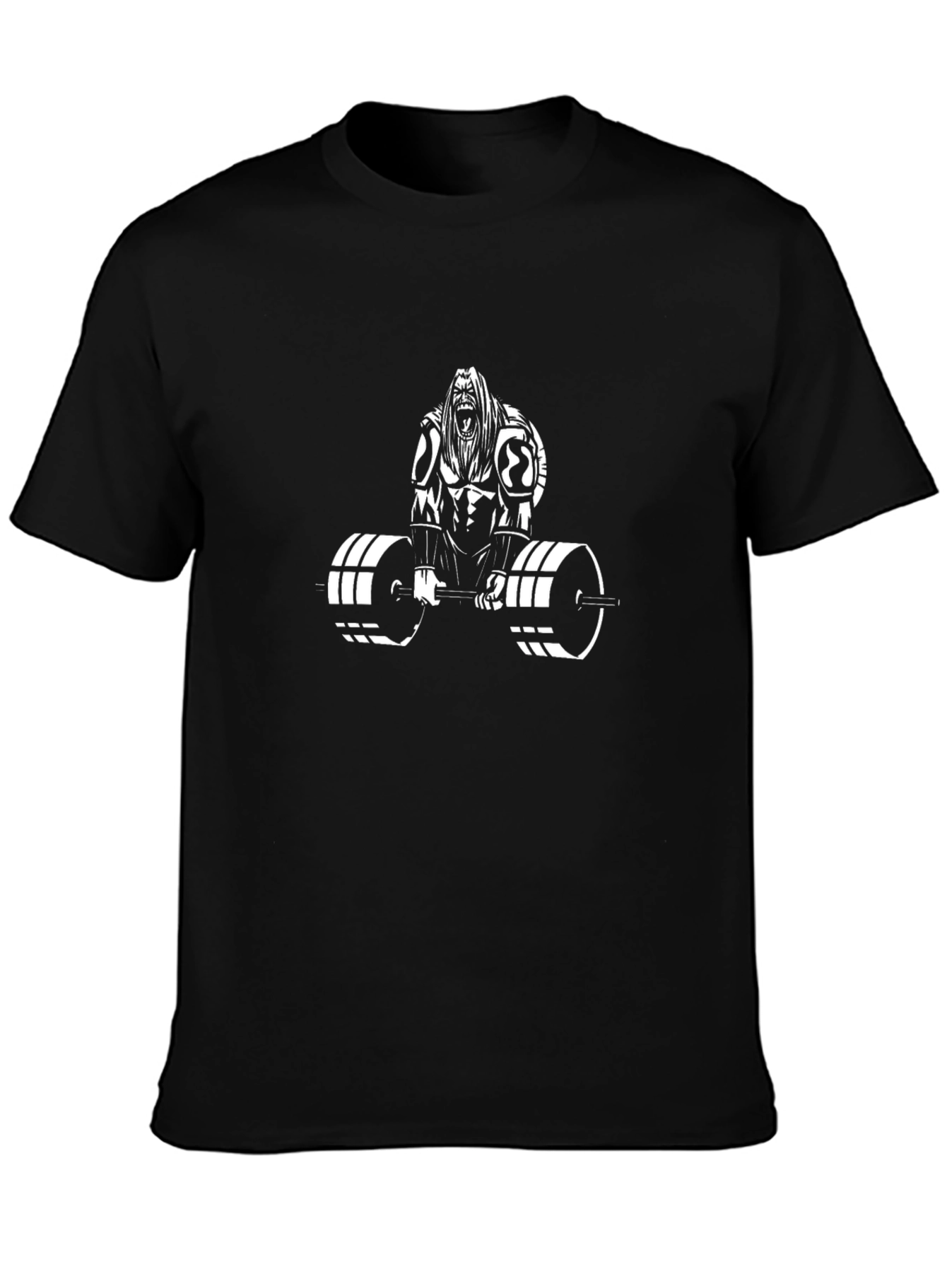 Graphic Print Black T-Shirt - Weightlifting Design