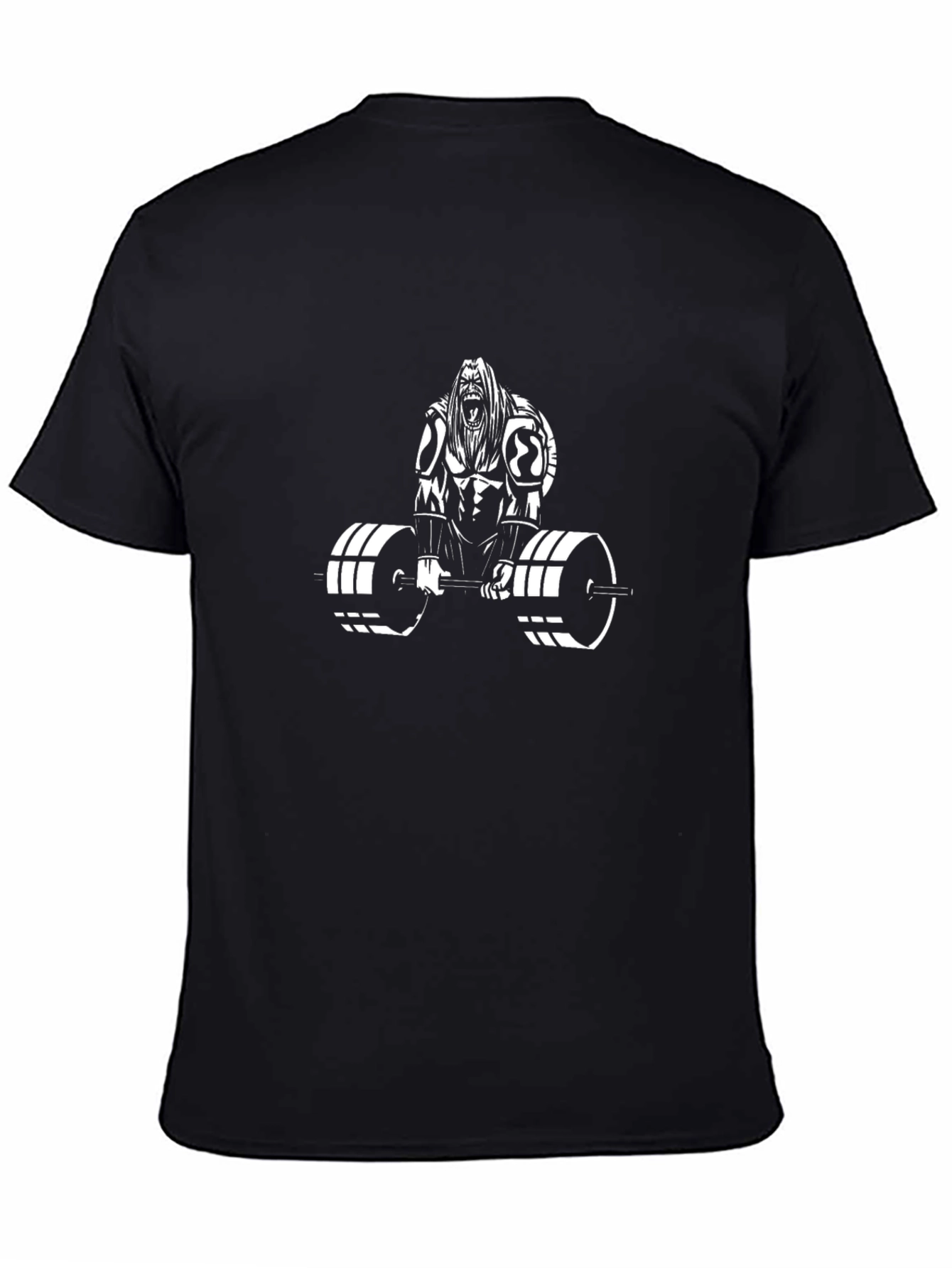Graphic Print Black T-Shirt - Weightlifting Design