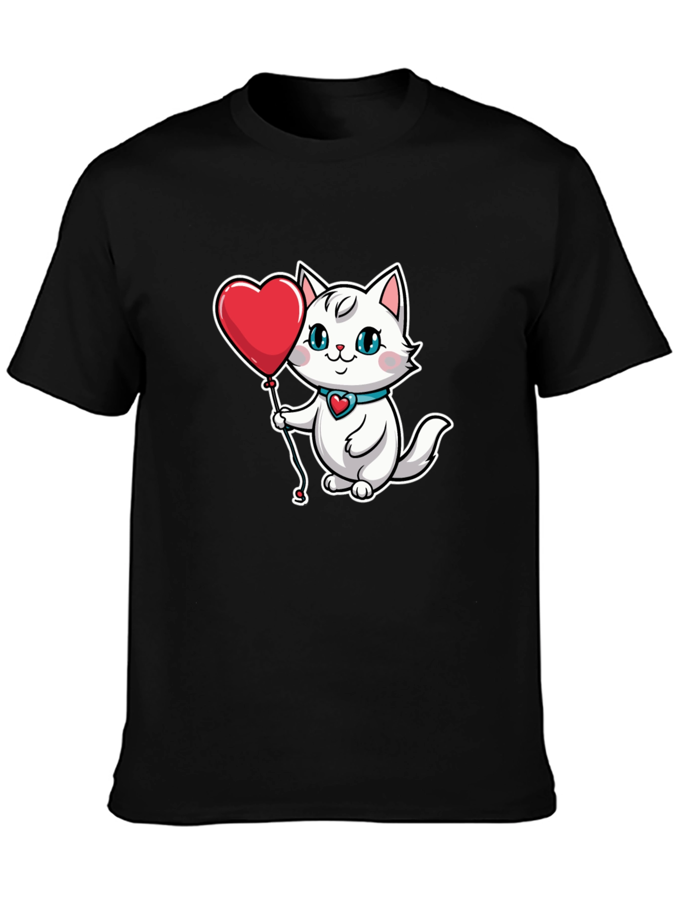 Cute Cat with Heart Balloon T-Shirt