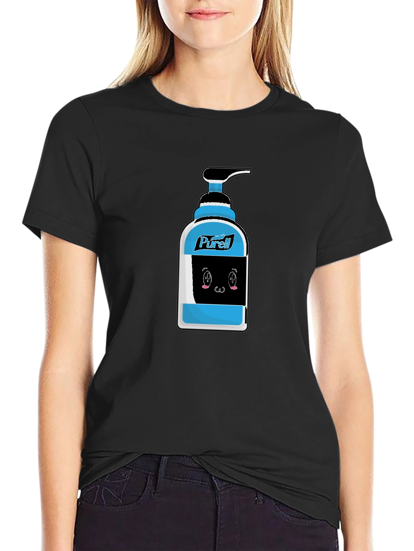 Purell Cartoon Graphic Black T-Shirt