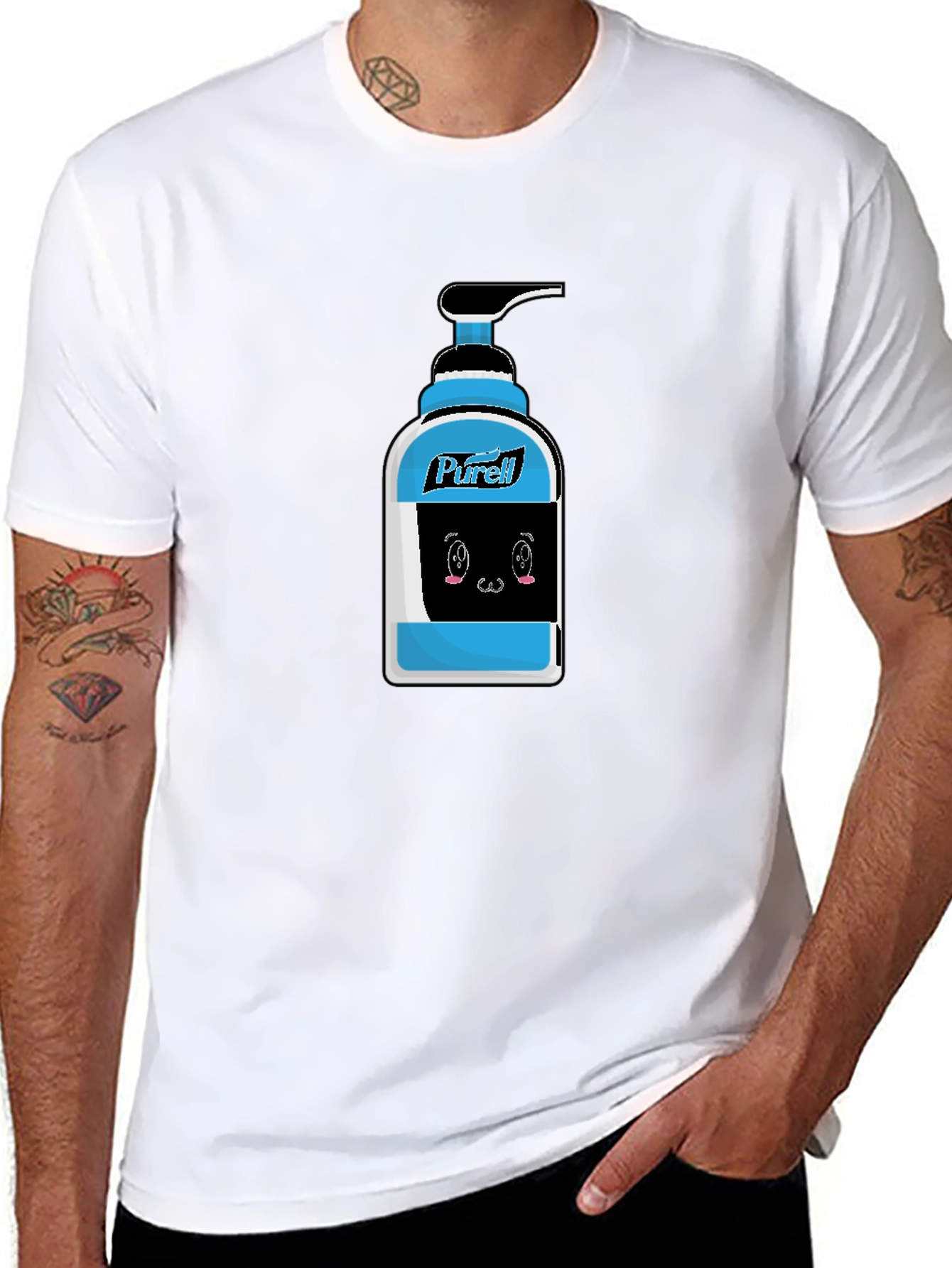 Purell Cartoon Graphic Black T-Shirt