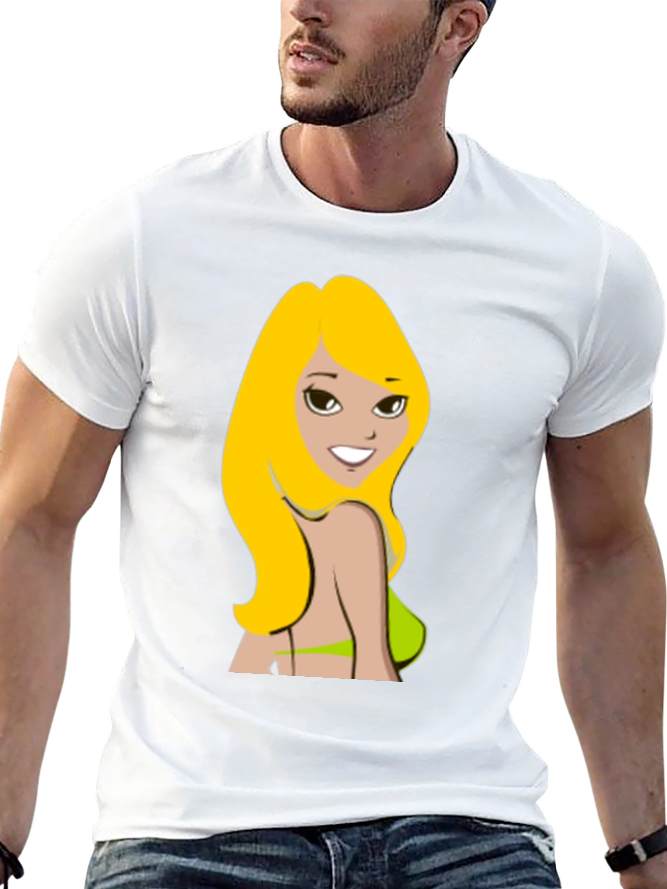 Cartoon Woman Graphic Black T-Shirt