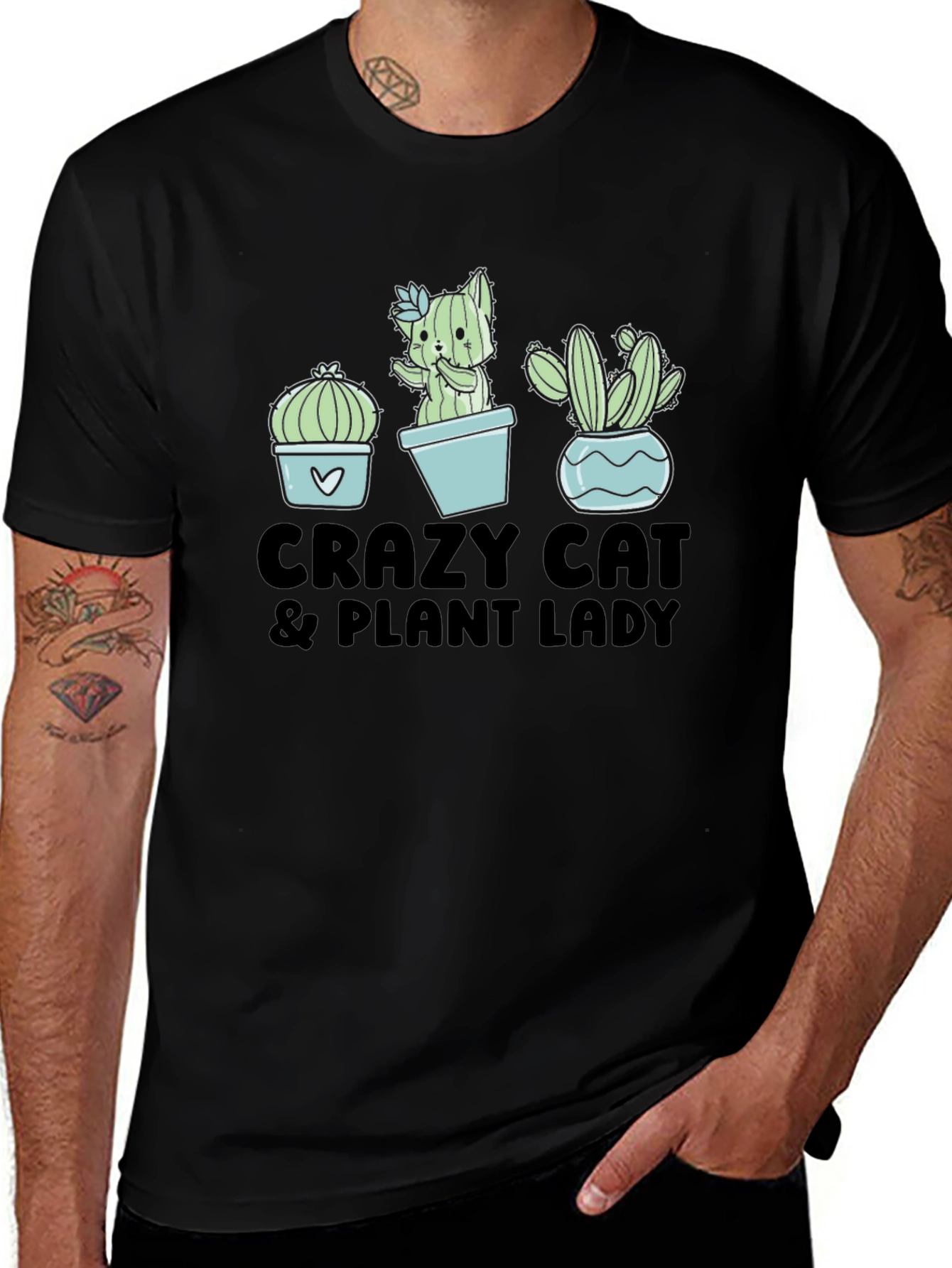 Crazy Cat & Plant Lady Graphic T-Shirt