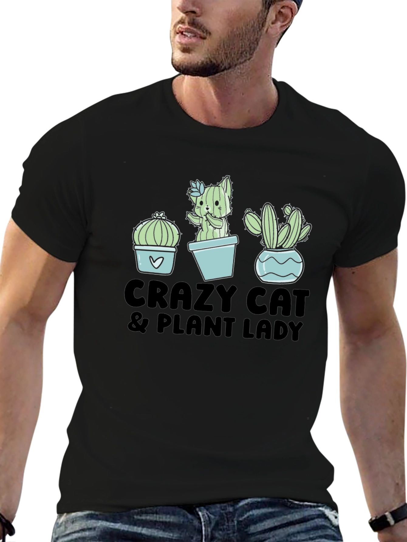 Crazy Cat & Plant Lady Graphic T-Shirt