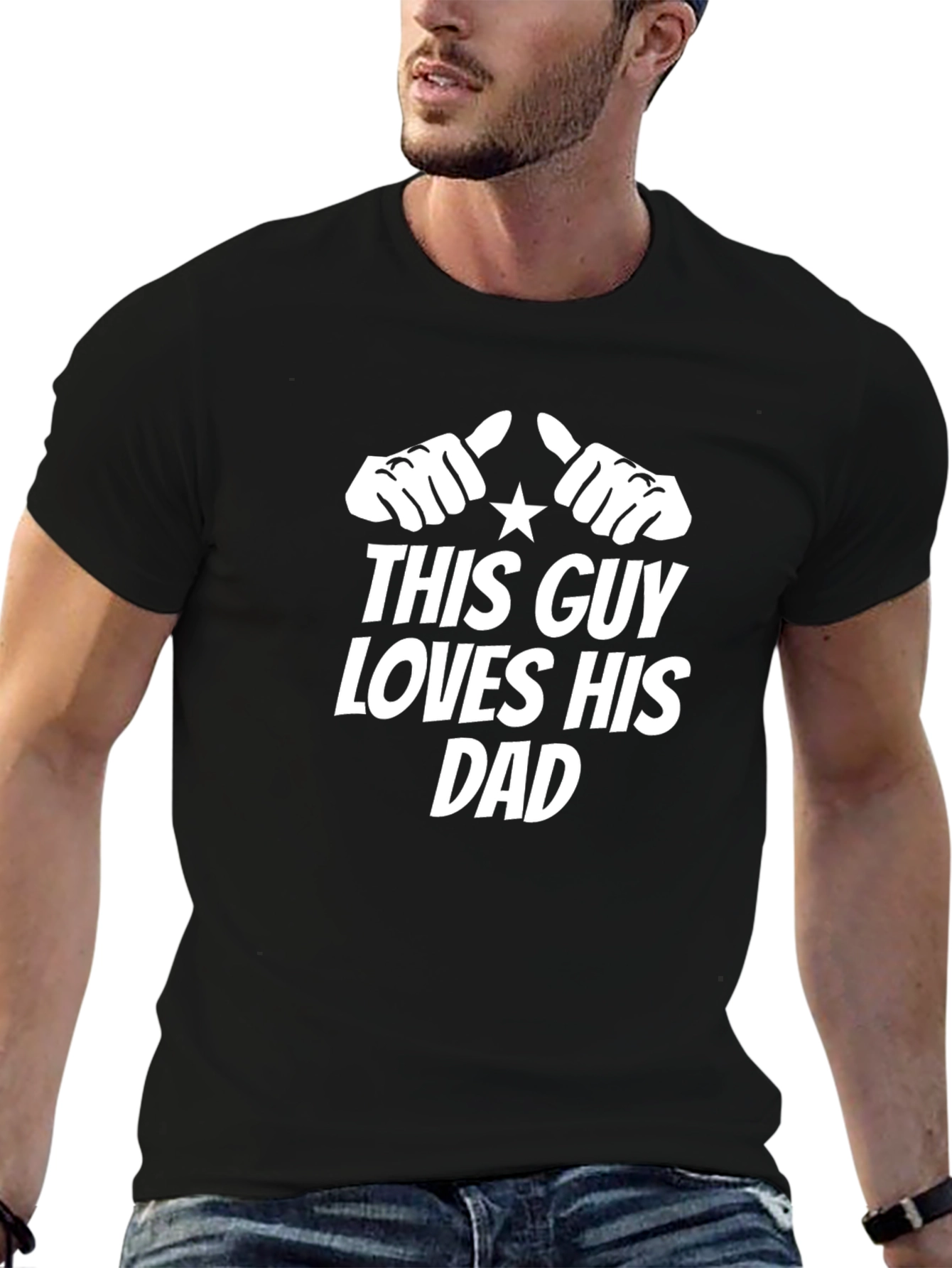 This Guy Loves His Dad T-Shirt - Black