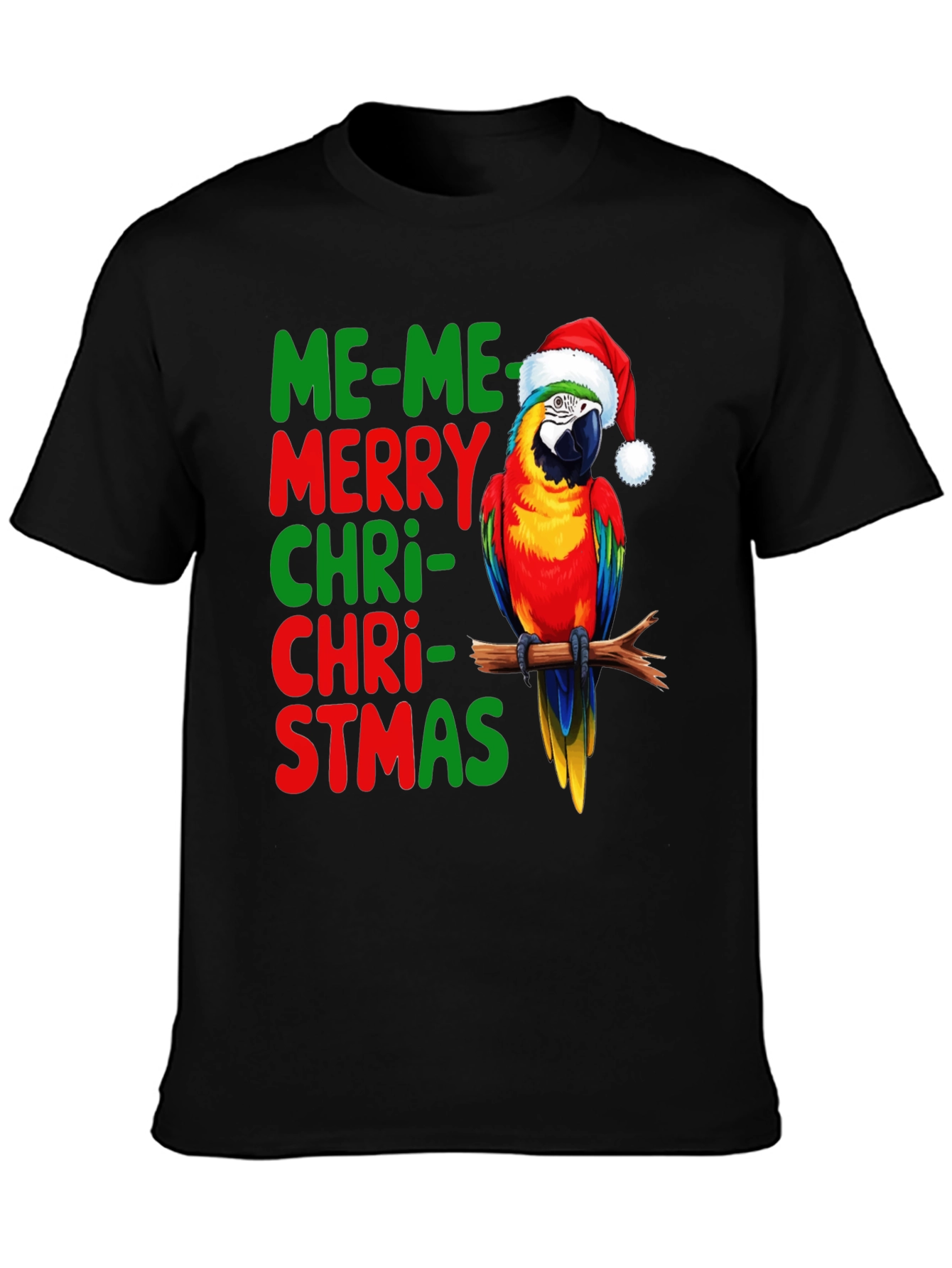 Me-Me Merry Christmas Parrot Graphic Tee
