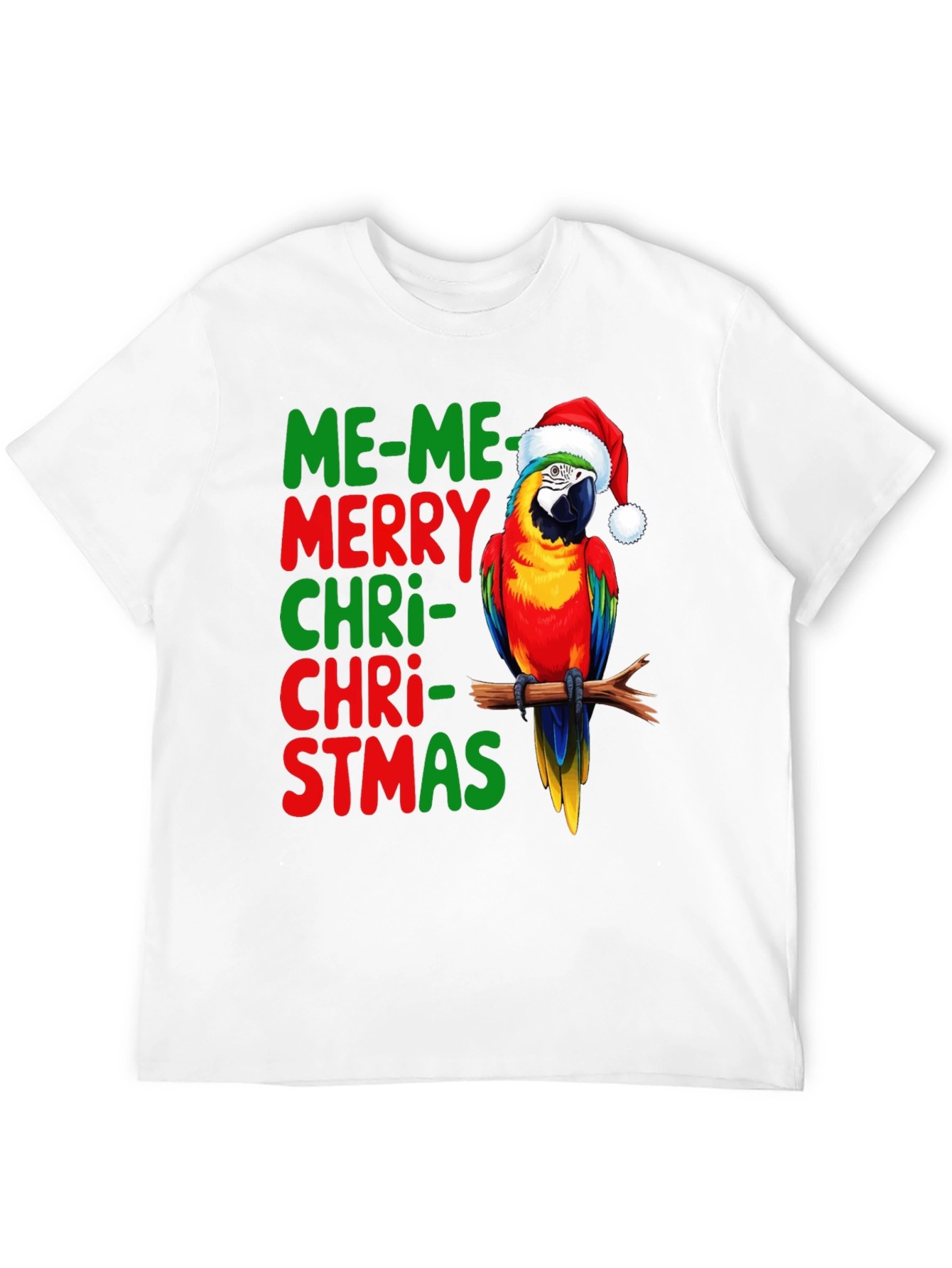 Me-Me Merry Christmas Parrot Graphic Tee