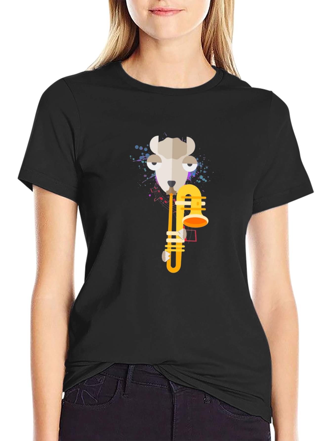 Goat Trombone T-Shirt - Cool Animal Music Tee