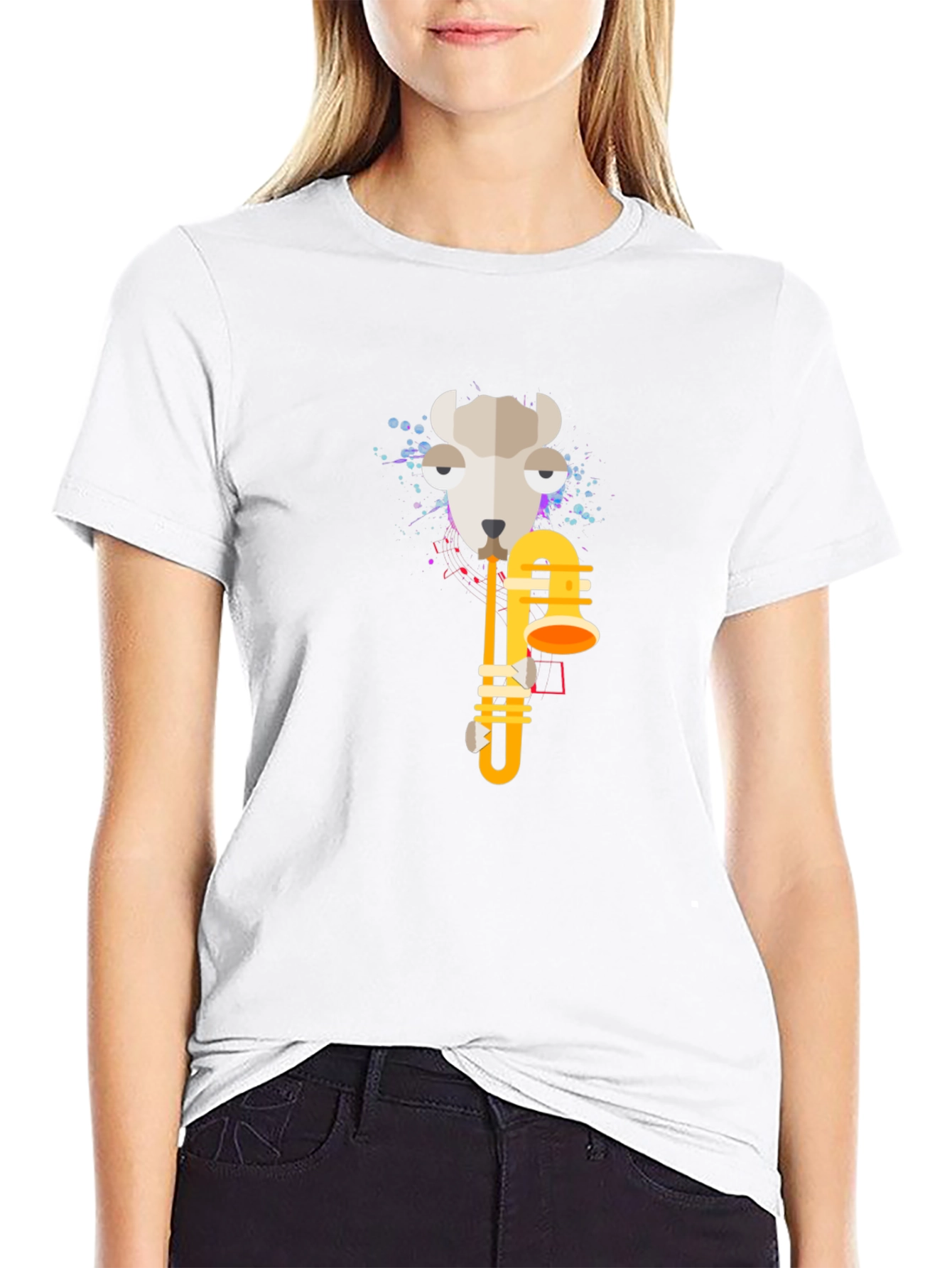 Goat Trombone T-Shirt - Cool Animal Music Tee