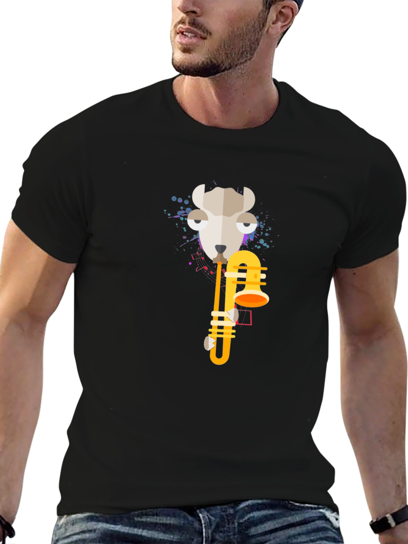 Goat Trombone T-Shirt - Cool Animal Music Tee