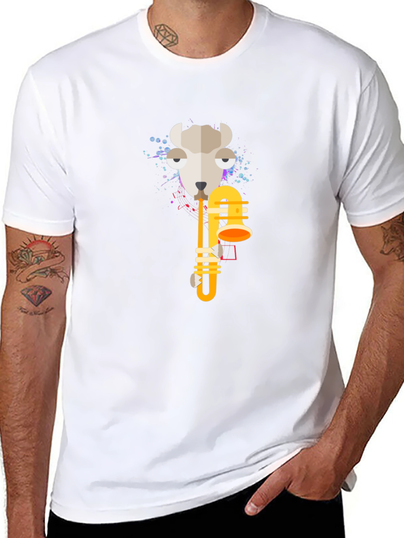 Goat Trombone T-Shirt - Cool Animal Music Tee