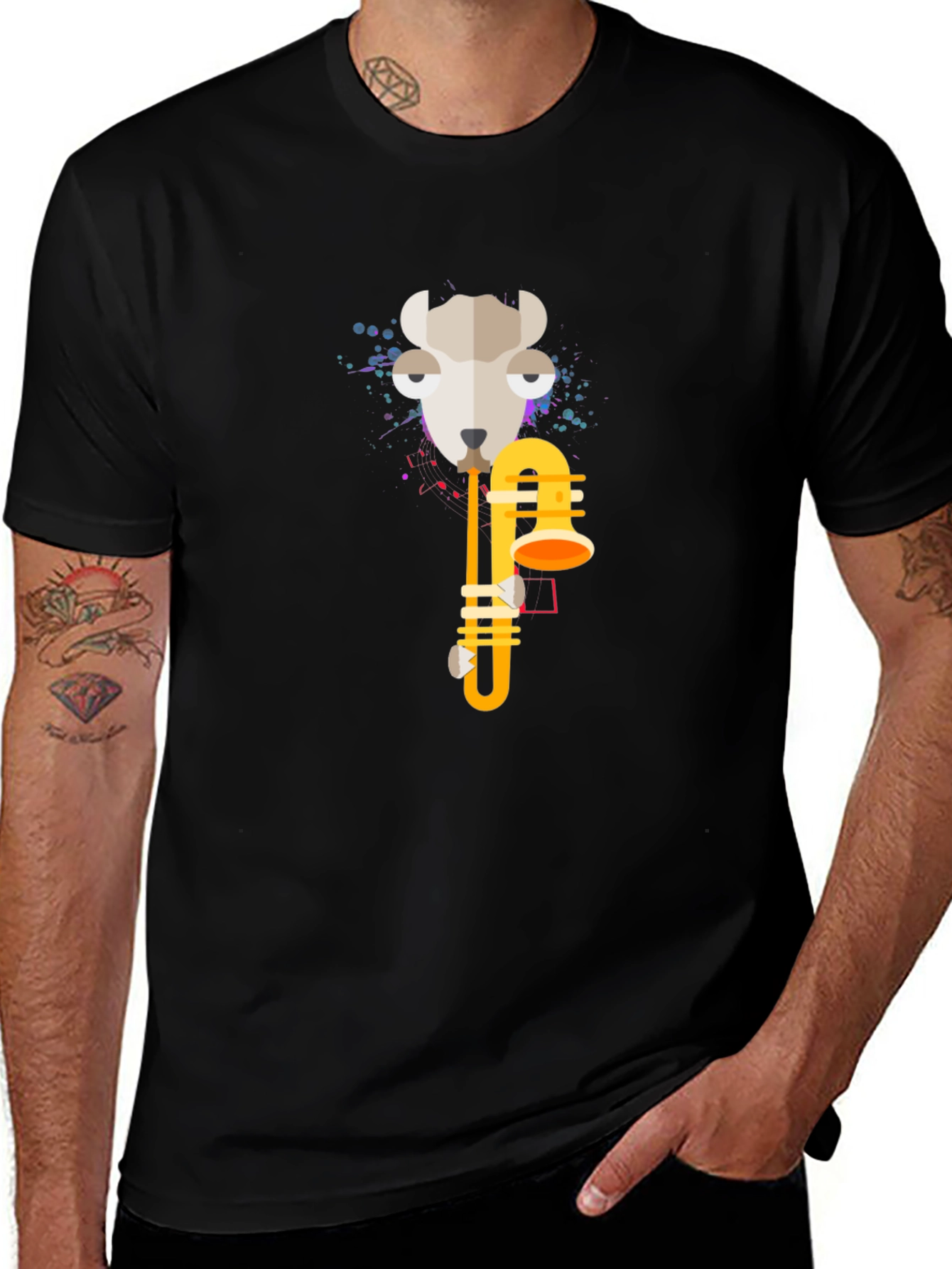 Goat Trombone T-Shirt - Cool Animal Music Tee