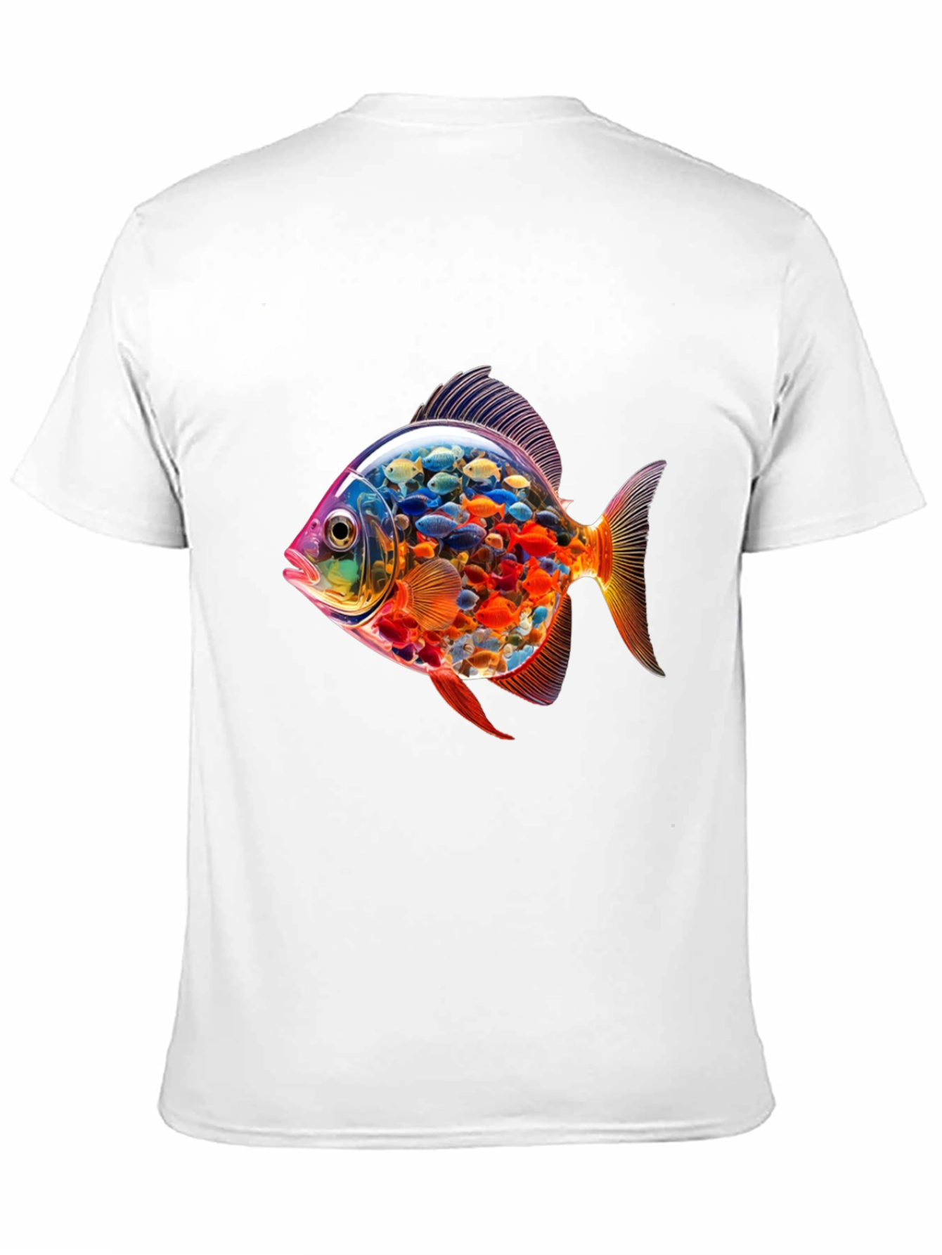 Vibrant Fish Graphic Black T-Shirt