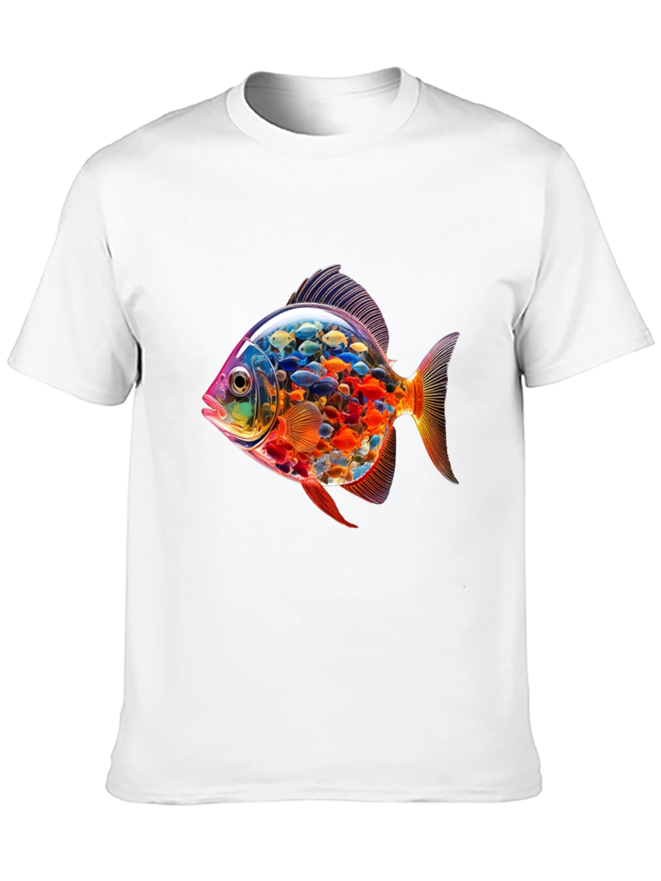 Vibrant Fish Graphic Black T-Shirt