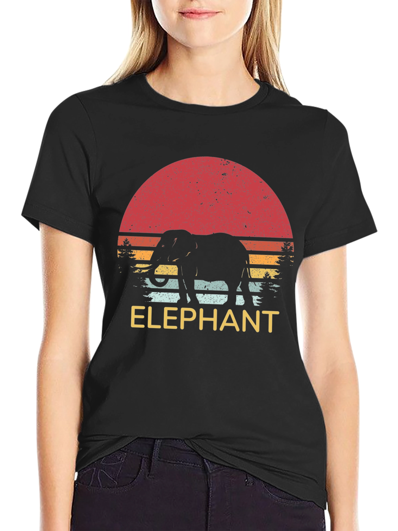 Retro Elephant Sunset Graphic Tee - Unisex