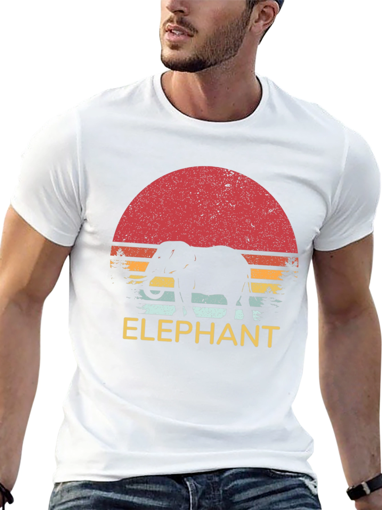 Retro Elephant Sunset Graphic Tee - Unisex