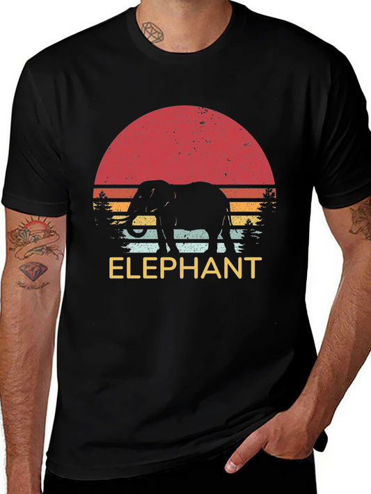 Retro Elephant Sunset Graphic Tee - Unisex