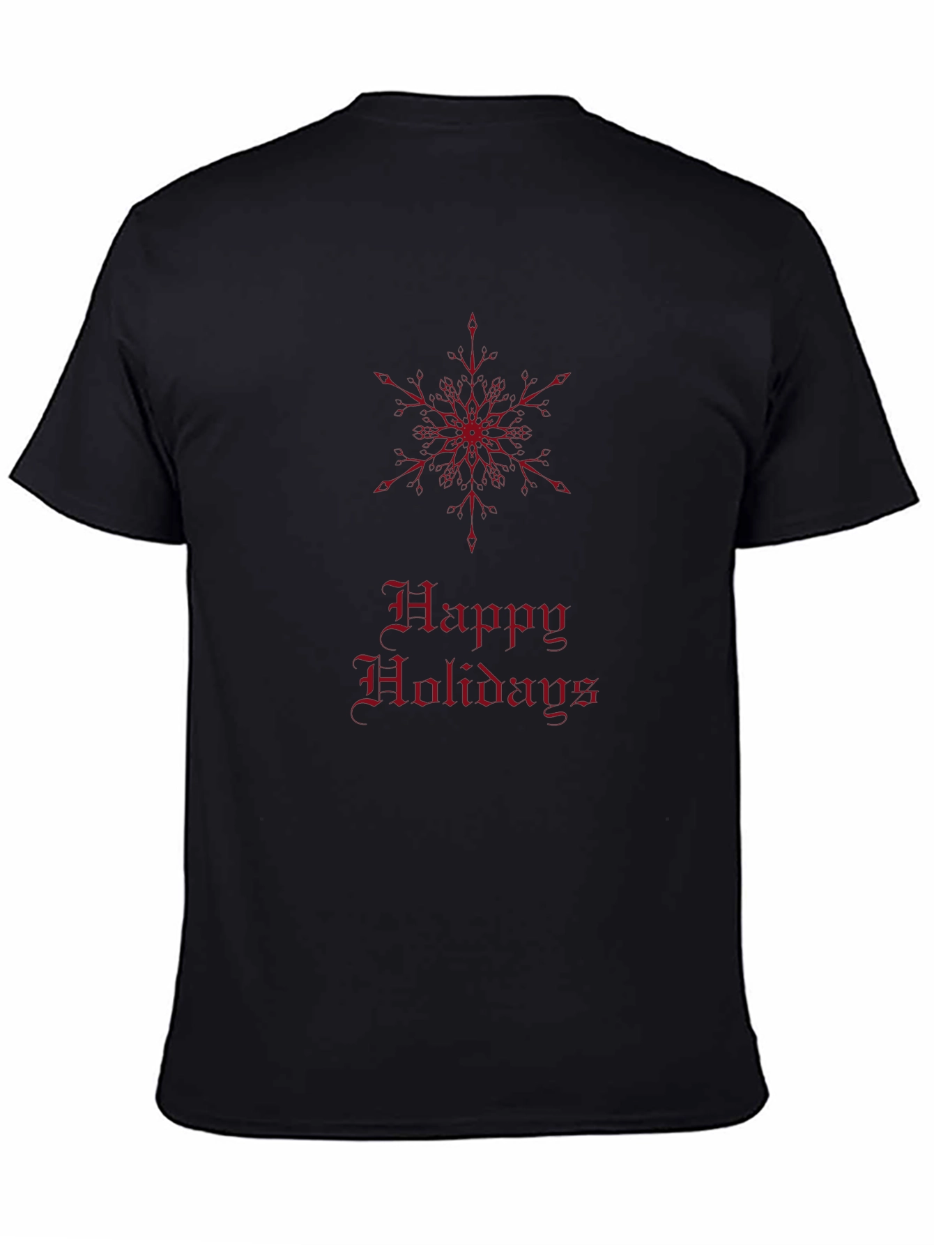 Happy Holidays Snowflake Graphic T-Shirt - Black